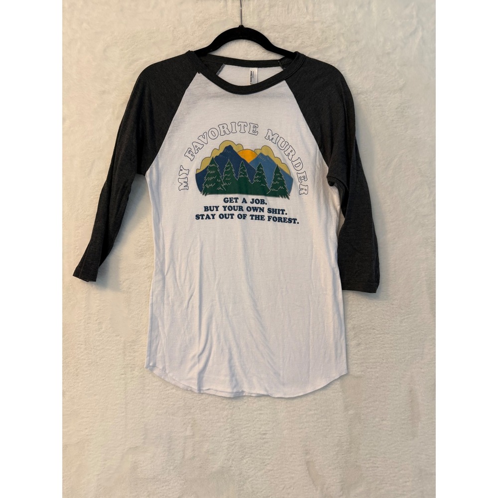 American Apparel My Favorite Murder Podcast Raglan Shirt Small 3/4 Tee
